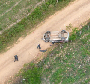 Viatura da polícia capotou durante ação