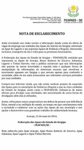 Nota da FEAPAES