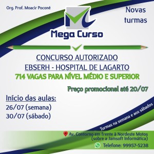 O Mega Curso oferta preços promocionais até o dia 20/07