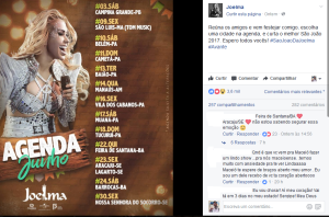 Página oficial da cantora Joelma no Facebook