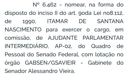 Nomeação de lagartense no Senado 